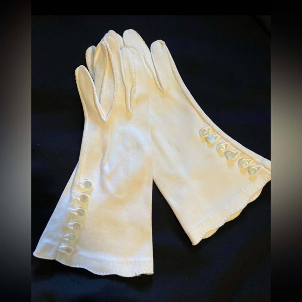 Vintage white button gloves